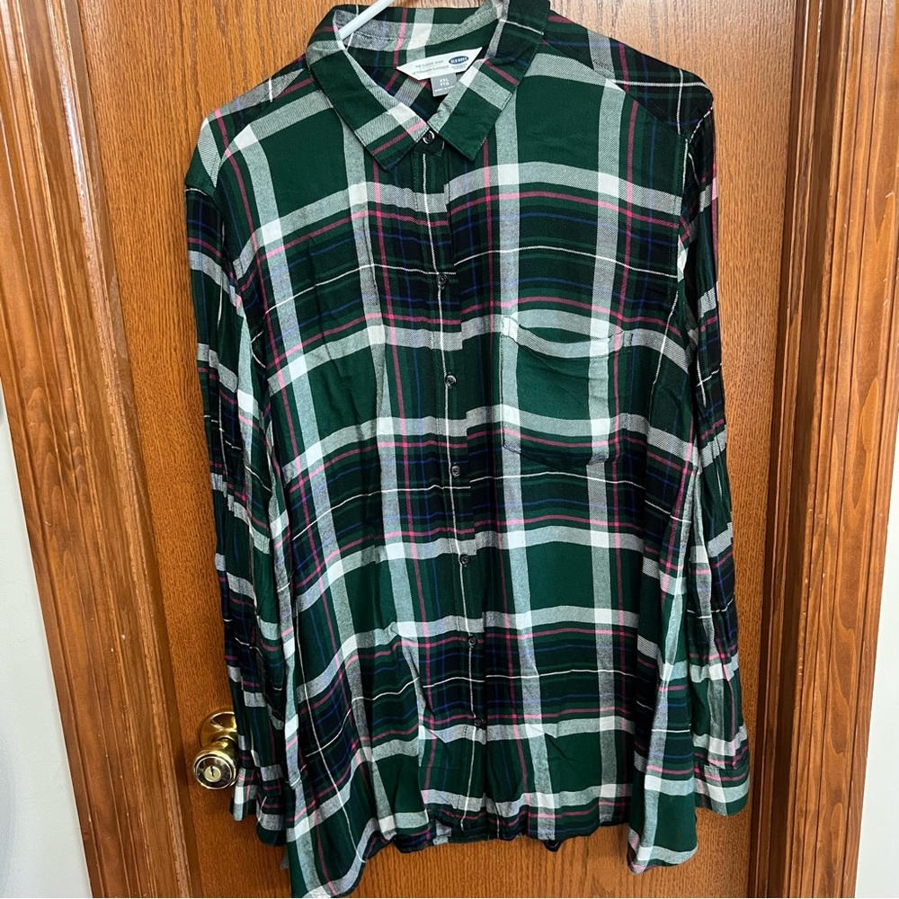 Old Navy Green Plaid Flannel Shirt Size XXL